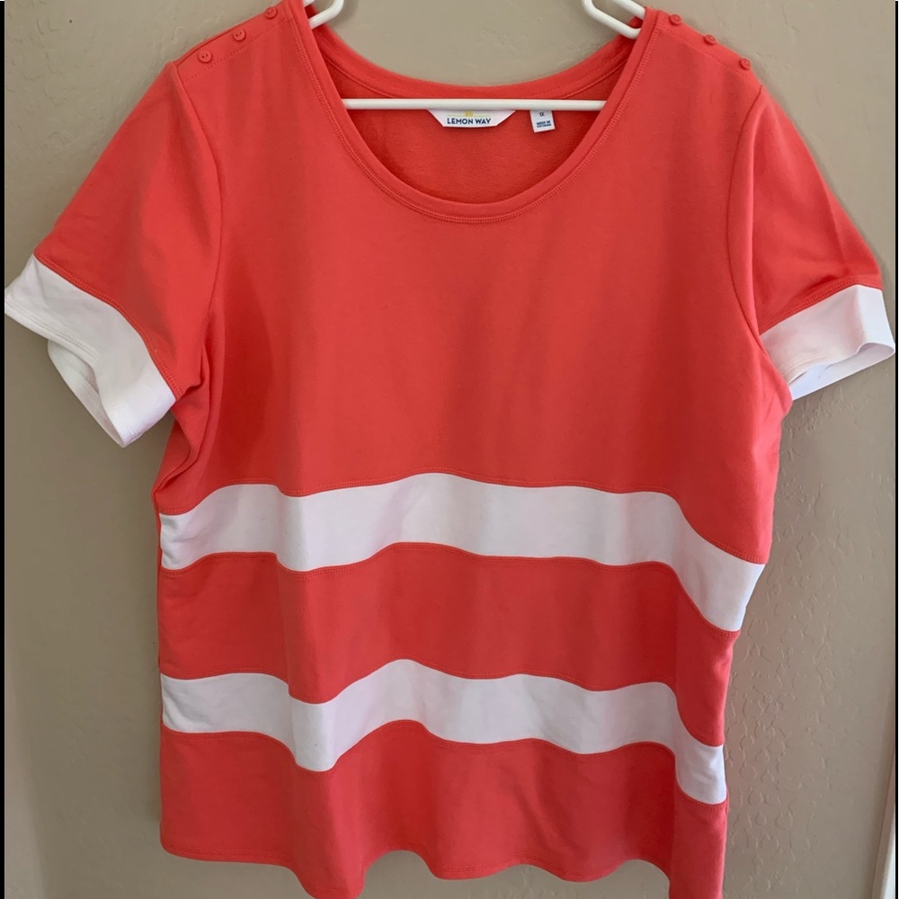 Lemon Way Coral & White T-Shirt